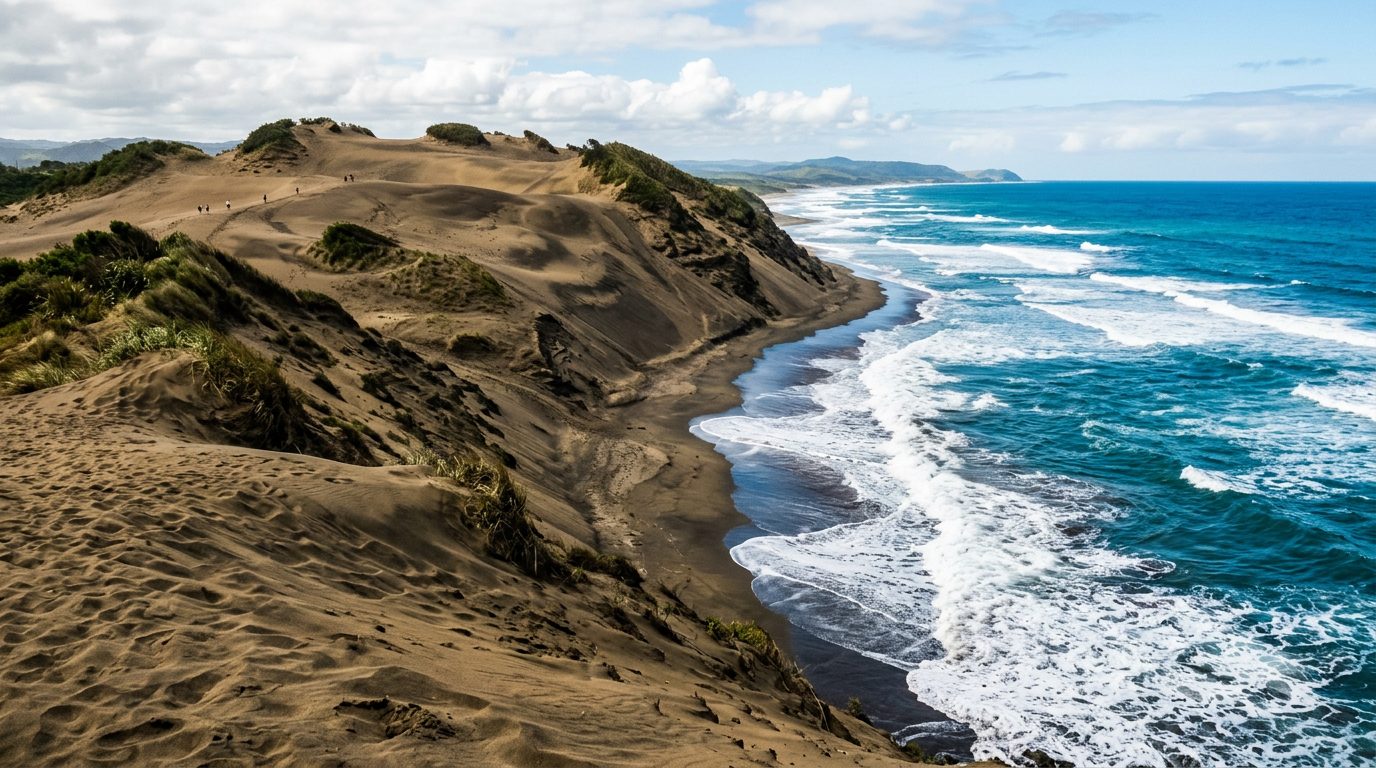 Sigatoka Sand Dunes Fiji dark golden dunes meeting ocean